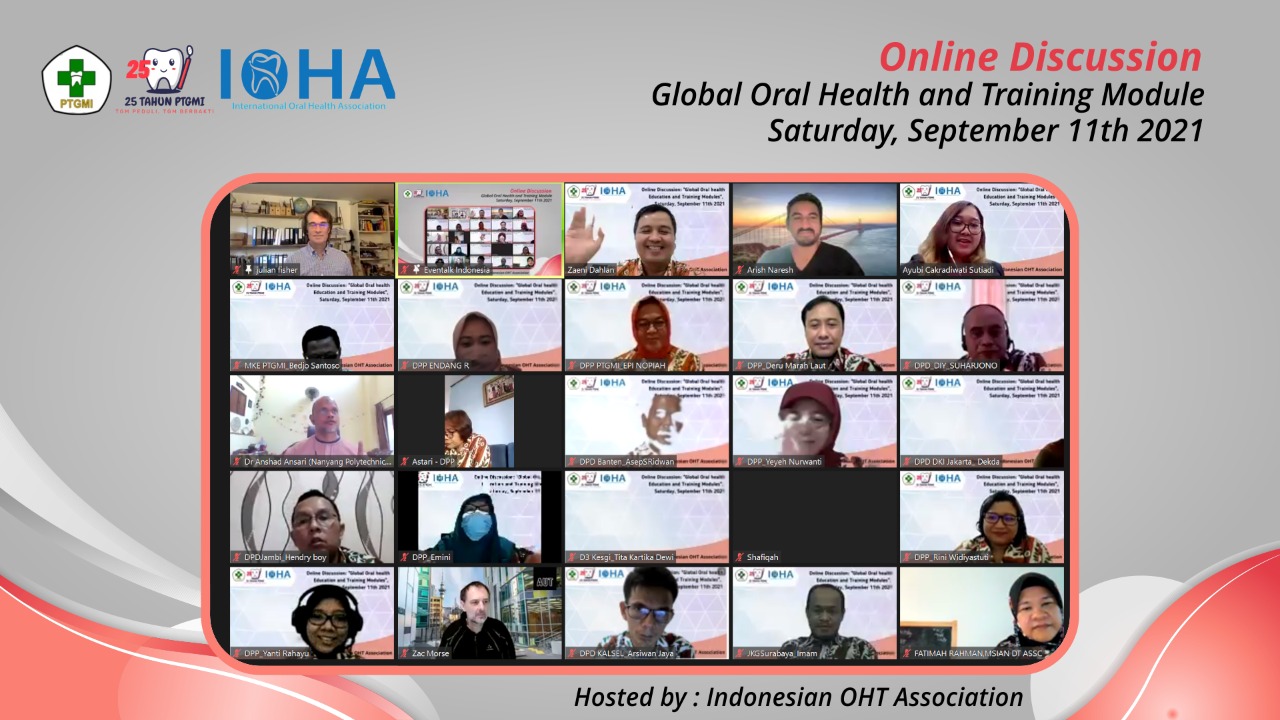 Diskusi daring dengan tema 'Global Oral Health Education and Training Module', Sabtu (11/9)