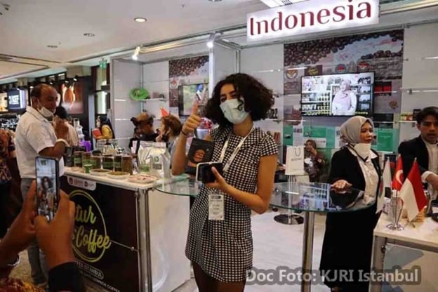 Suasana paviliun Indonesia dalam Coffex Istanbul 2021