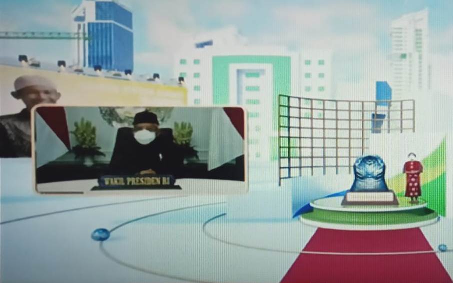 Wapres RI Ma'ruf Amin menghadiri gelaran Paritrana Awards 2020 secara daring.