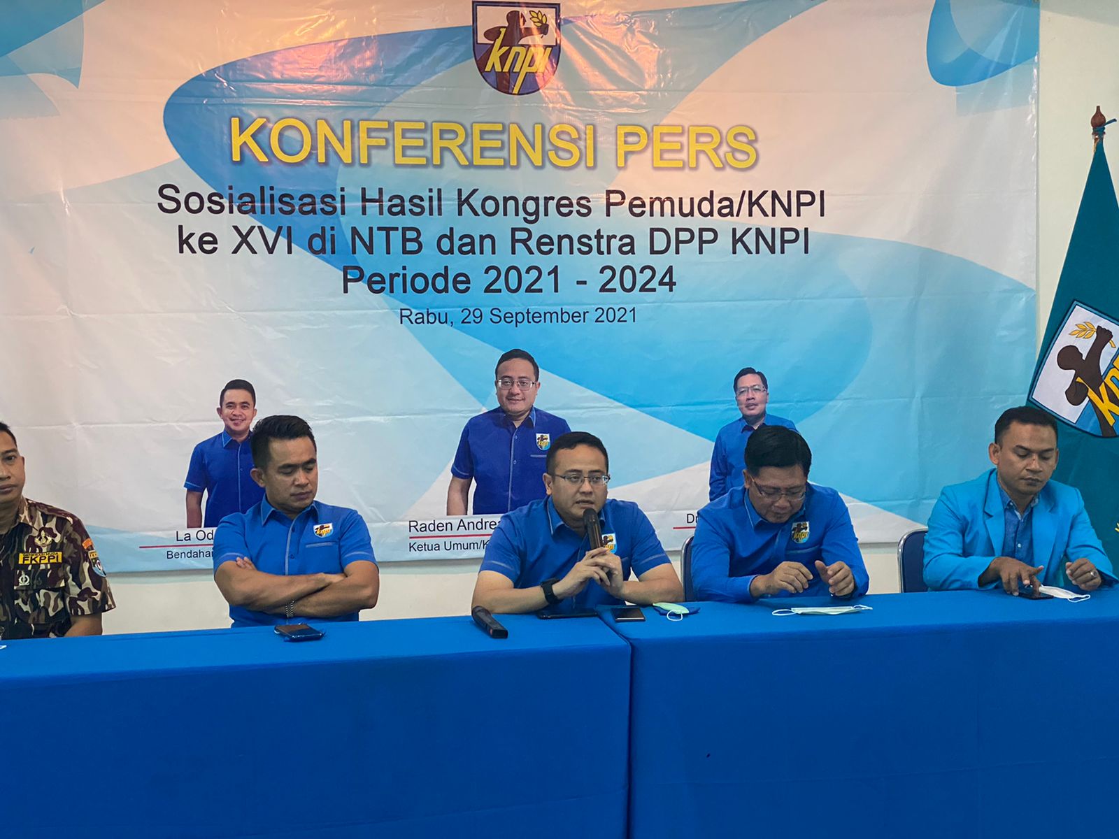 Konferensi Pers Sosialisasi Kongres Pemuda/KNPI XVI di NTB dan Renstras DPP KNPI Periode 2021-2024. Rabu (29/9).