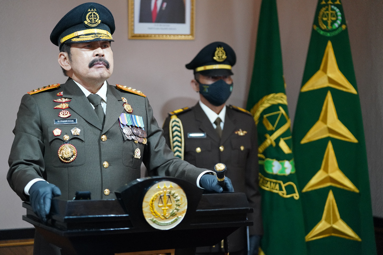 Jaksa Agung RI ST Burhanuddin saat menyampaikan keterangan pers.