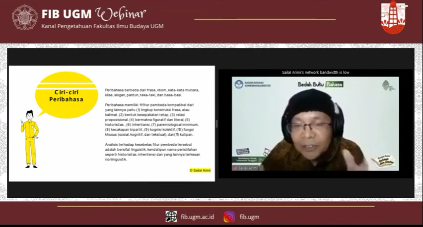 Layar tangkap webinar peribahasa.