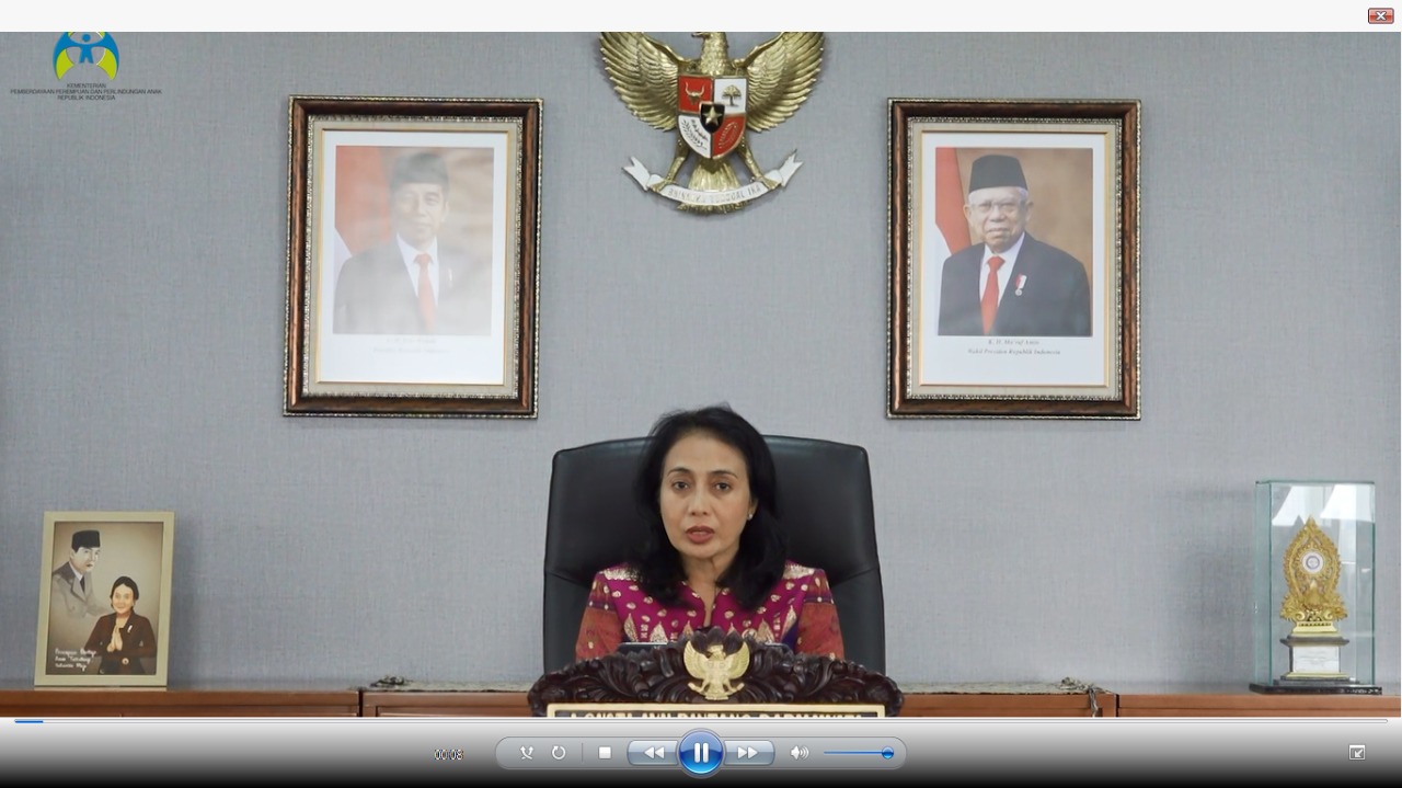 Menteri PPPA Bintang Puspayogya dalam webinar  Road to 4th ASEAN Ministerial Meeting on Women (AMMW) yang digelar daring, Kamis, (7/10/2021)