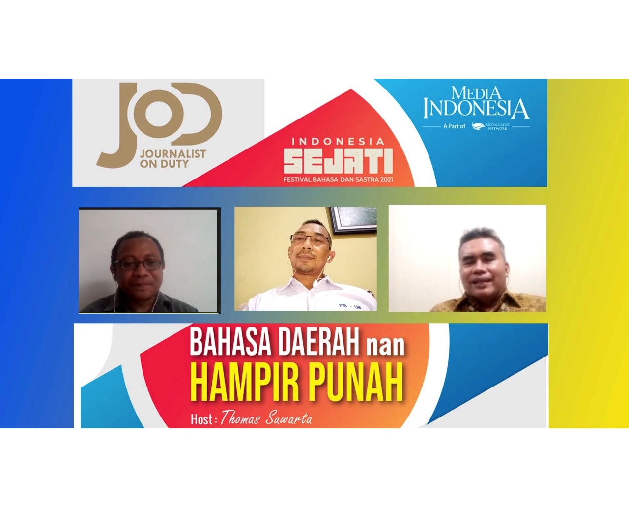 Suasana gelar wicara daring Journalist on Duty di Instagram Media Indonesia. 