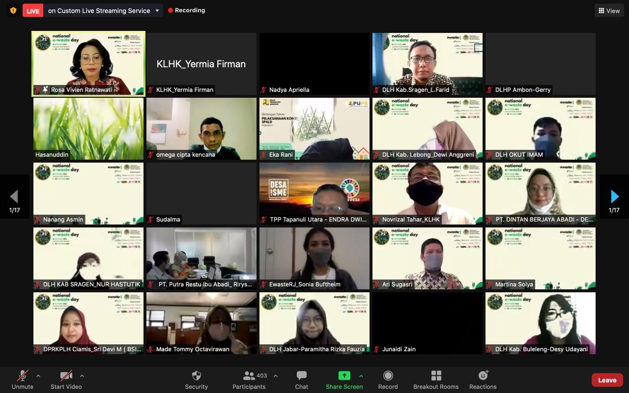 Bersamaan dengan International E-Waste Day 2021, digelar webinar mengambil tema tentang “Pengelolaan sampah Elektronik di Indonesia”.