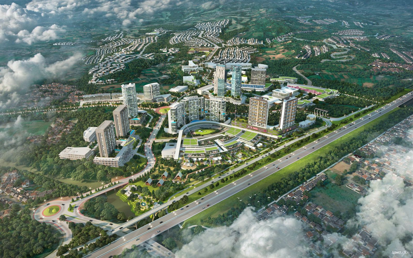 Kota mandiri yang memiliki lingkungan asri di pinggir Jakarta.