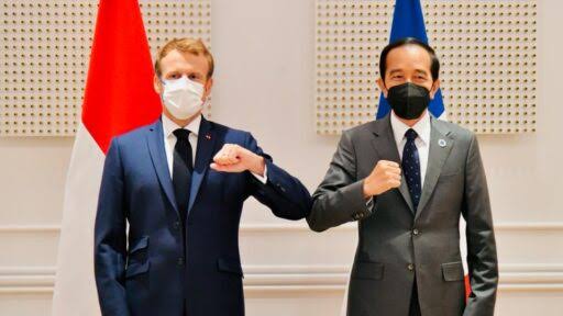Presiden RI Joko Widodo dan Presiden Prancis Emmanuel Macron 