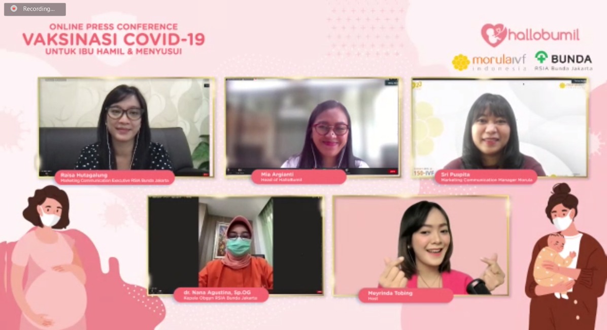 Jumpa pers Vaksinasi Covid-19 untuk Ibu Hamil dan Menyusui yang diselenggarakan secara virtual, Kamis (14/10).