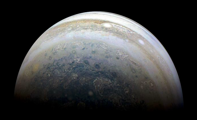 Penampakan bagian selatan Planet Jupiter yang dirilis oleh NASA. 