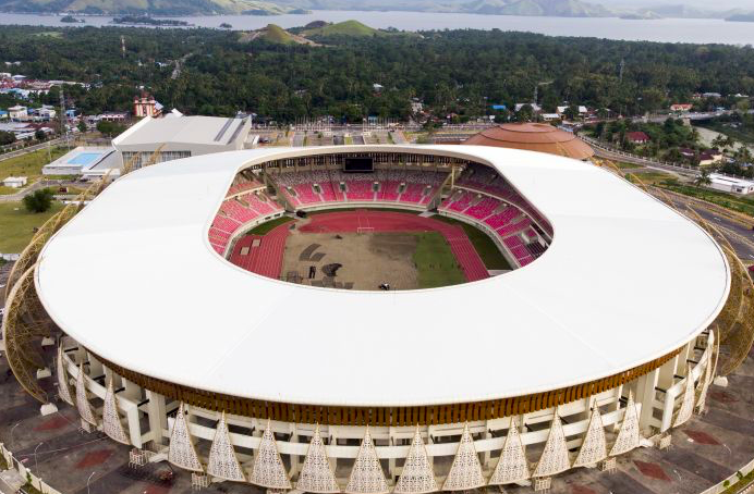 Stadion Lukas Enembe di Kompleks Olahraga Kampung Harapan, Distrik Sentani Timur, Kabupaten Jayapura, Papua.