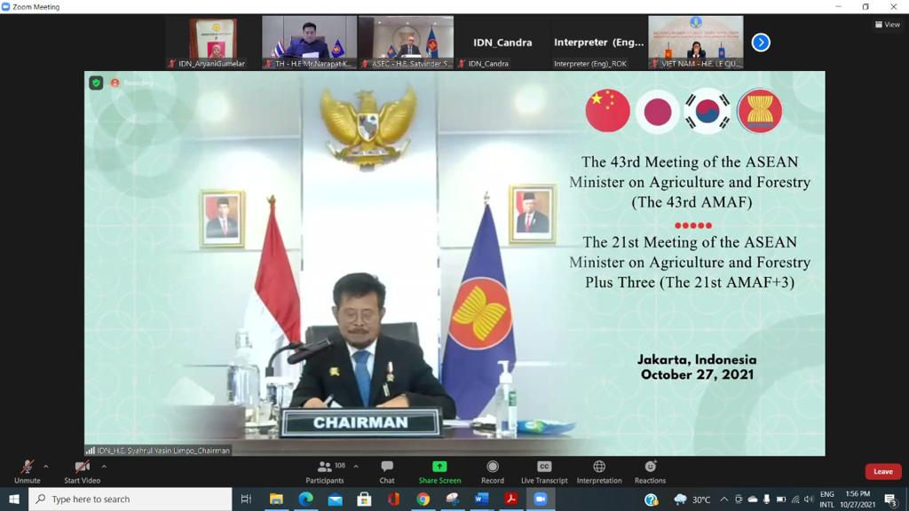 Mentan RI Syahrul Yasin Limpo memimpin pertemuan 43th Officials Meeting of ASEAN Ministry of Agriculture and Forestry 