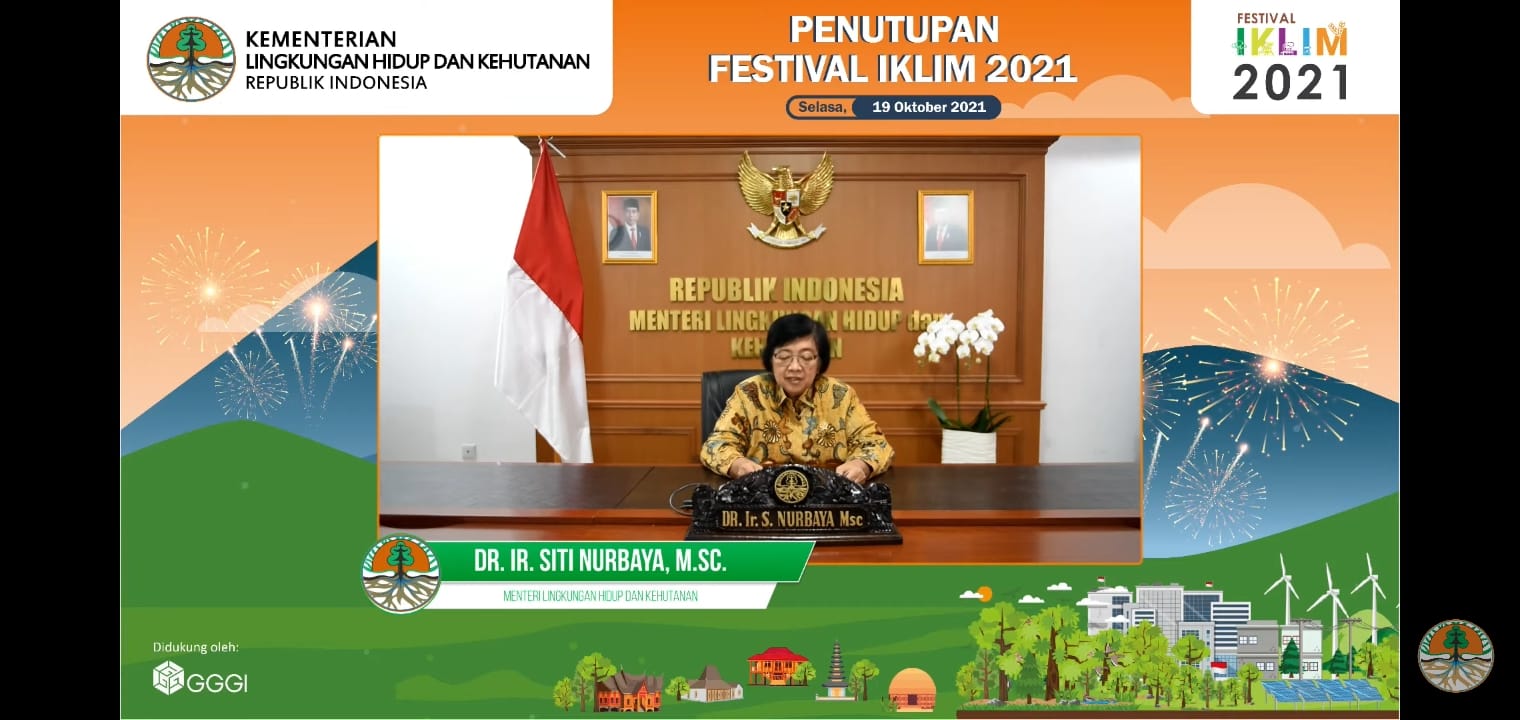 MENTERI LHK Siti Nurbaya dalam penutupan Festival Iklim secara daring, Selasa (19/10/2021)