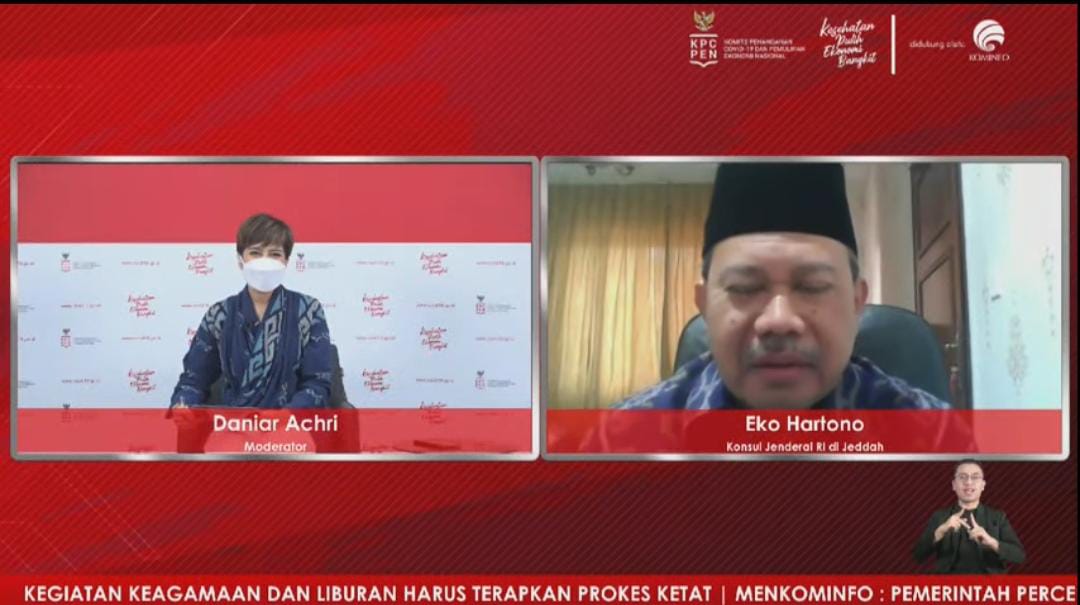 Konsul Jenderal RI di Jeddah Eko Hartono dalam Dialog Produktif Media Center Forum Merdeka Barat 9 (FMB 9) - KPCPEN, Kamis (21/10).
