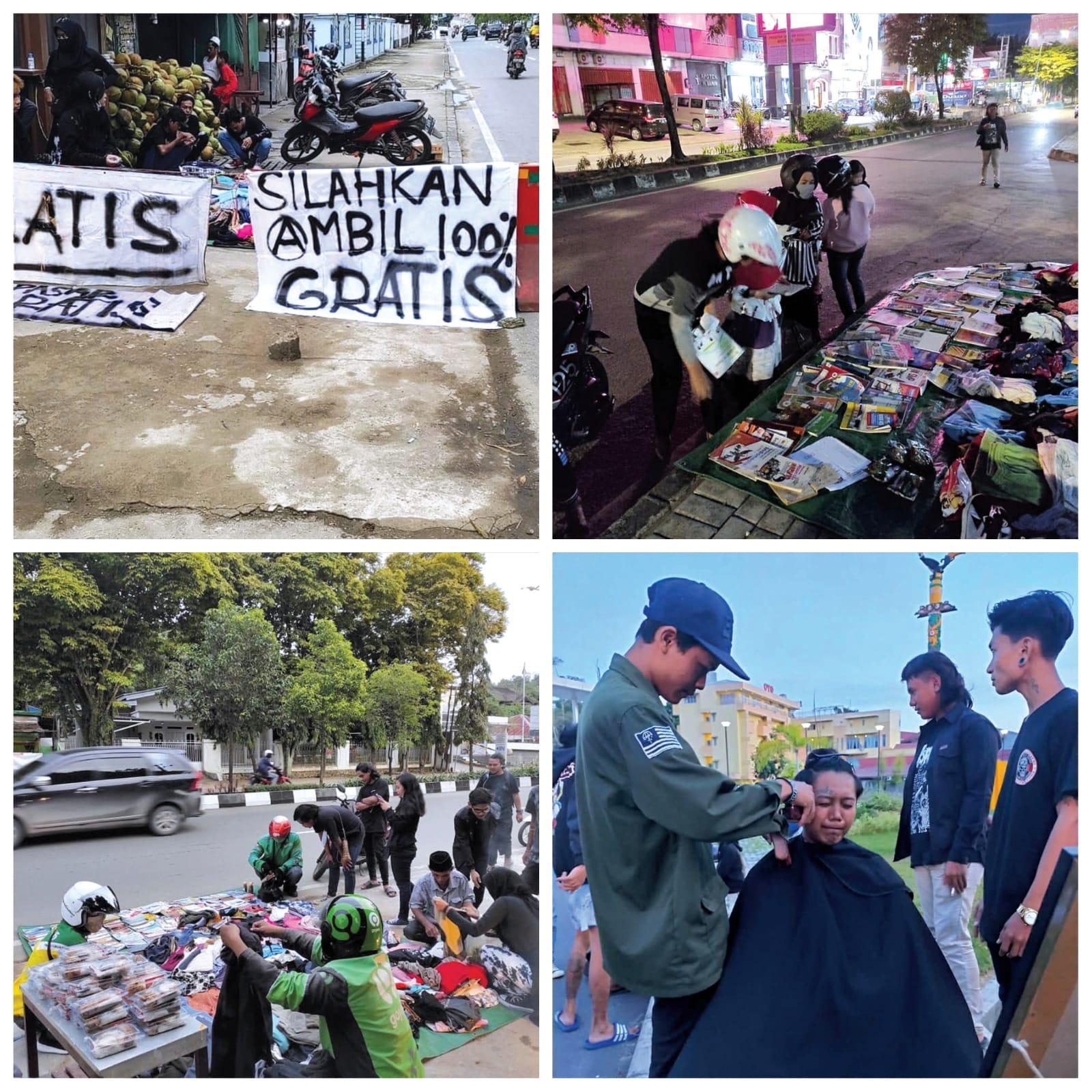 Pasar Gratis Samarinda tidak hanya menyediakan barang gratis yang bisa diperoleh warga, tetapi juga paket makanan dan jasa potong rambut.