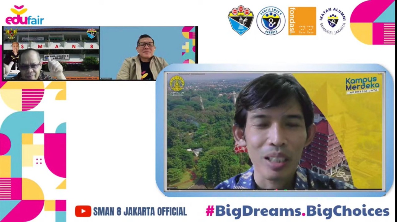Gelaran Education Fair atau Edufair SMAN 8 Jakarta atau Smandel melalui Zoom Meeting pada Sabtu (9/10).