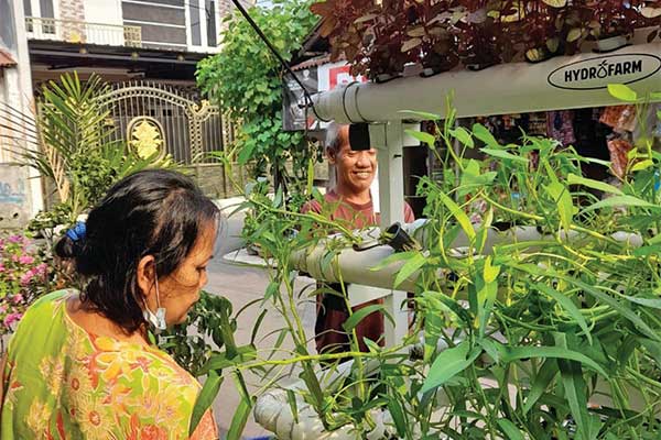 Inisiatif kemandirian pangan warga dengan menanam kangkung secara hidroponik   