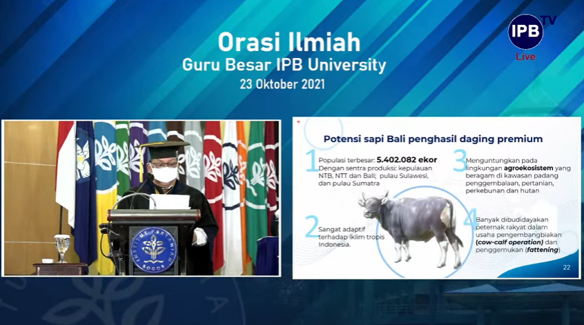 Layar tangkap Orasi Ilmiah Guru Besar IPB University, Sabtu (23/10).