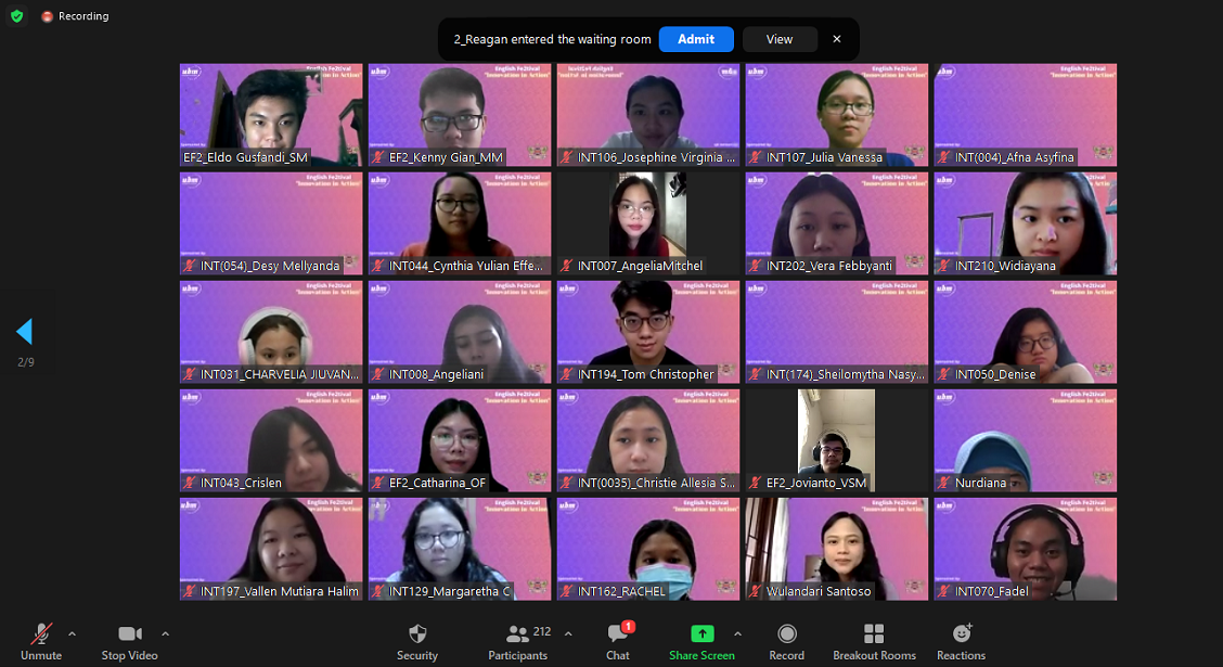 Rangkaian acara 'English Fe2tival 2021' Prodi Bahasan Inggris Universitas Bunda Mulia