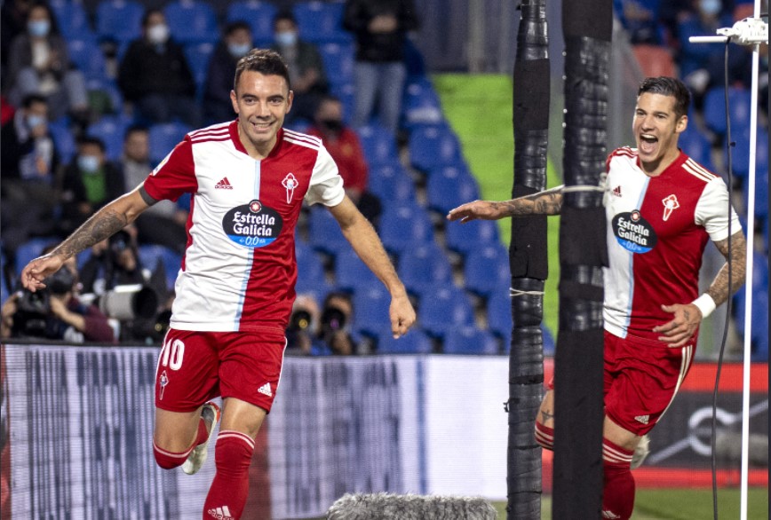 Pemain Celta Vigo melakukan selebrasi usai mencetak gol ke gawang Getafe di laga lanjutan La Liga.