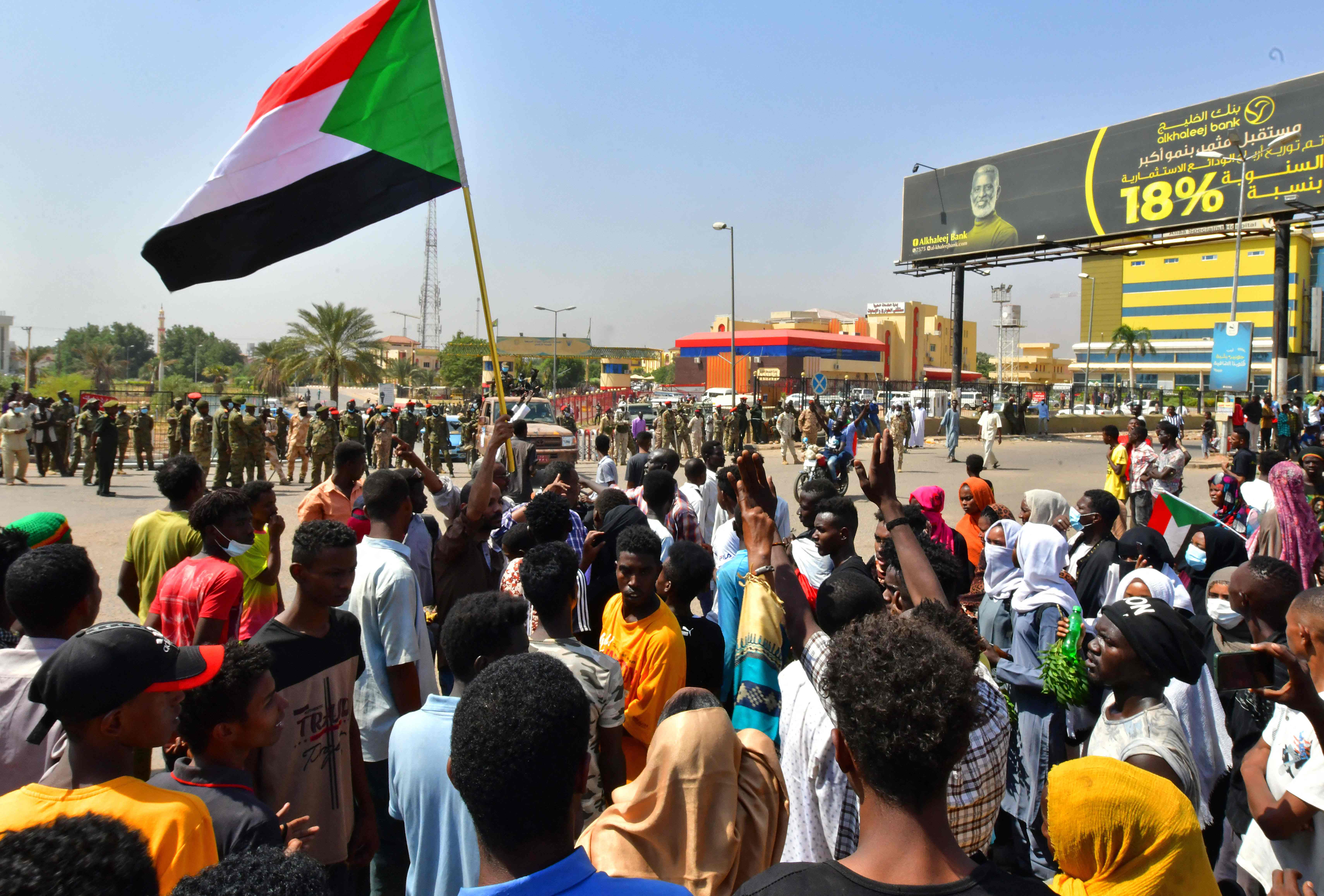 Aksi unjuk rasa memprotes kudeta militer di Sudan.