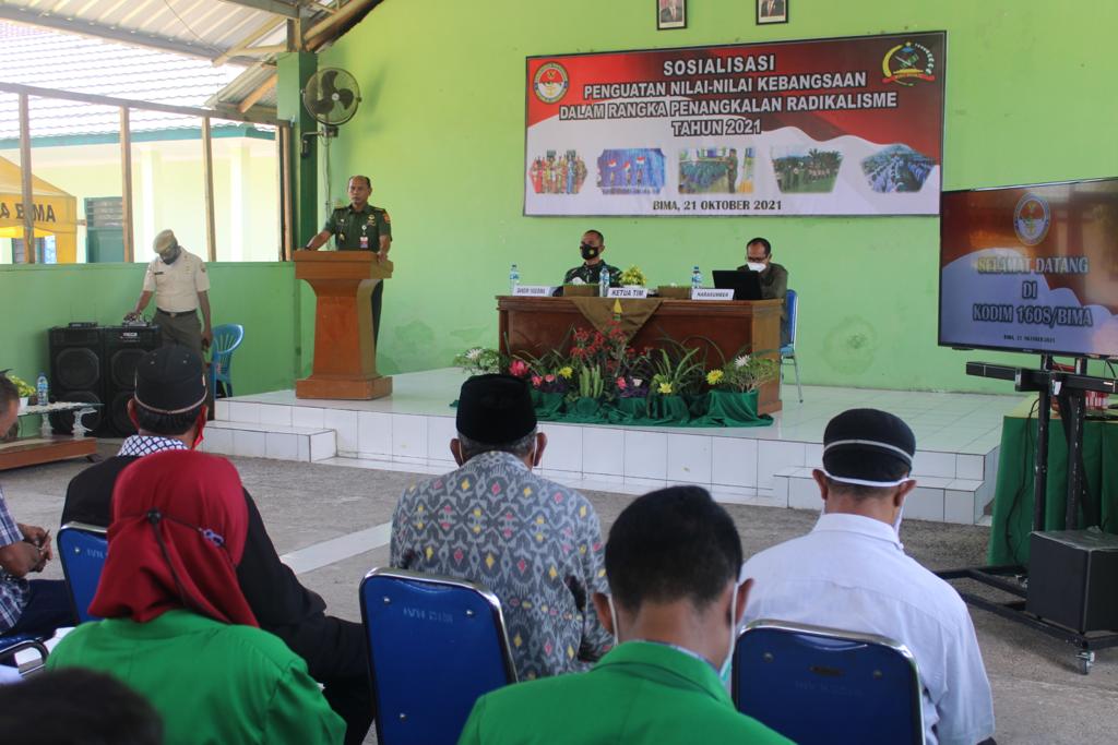 Kegiatan Sosialisasi Penguatan Nilai Kebangsaan Dalam Rangka Penangkalan Radikalisme di Makodim 1608/Bima Korem 162/Wira Bhakti, Bima, NTB.