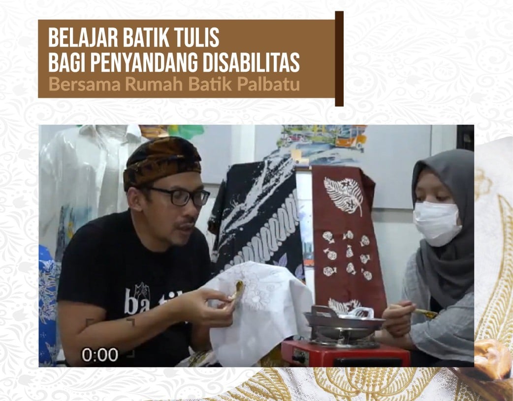 Penyandang disabilitas diajak belajar bagaimana caranya membuat batik tulis.
