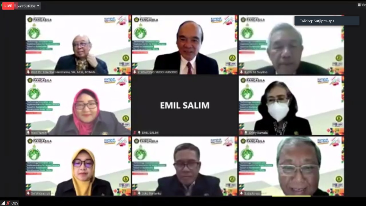 webinar internasional tentang Green Campus dan Sustainable Development Goals (SDGs) yang digelar Universitas Pancasila.