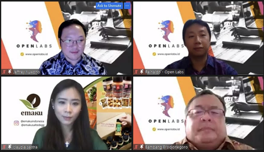 Webinar Open Labs dihadiri Jeffrey Yuwono, CEO Open Labs dan Bambang PS Brodjonegoro.