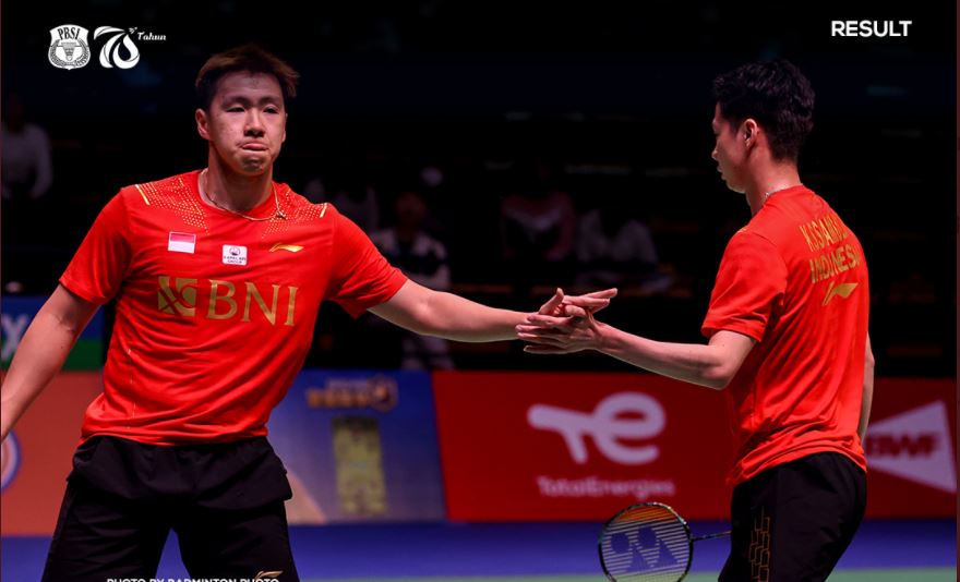 Ganda putra Marcus Fernaldi Gideon/Kevin Sanjaya Sukamuljo
