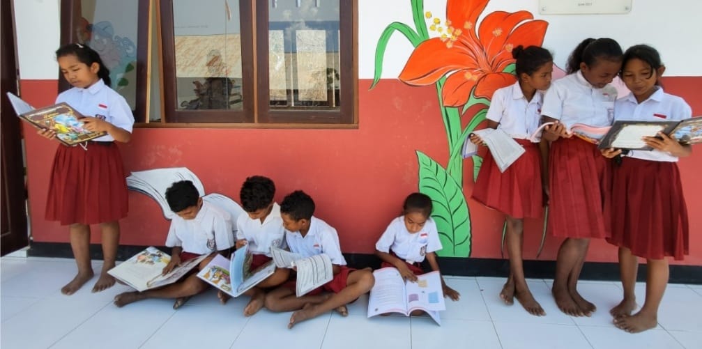Proyek Happy Hearts Fund untuk membangun perpustakaan SDN Sanpak di Kecamatan Fatuleu, Kabupaten Kupang, Nusa Tenggara Timur (NTT).