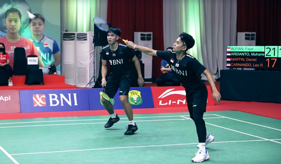 Pasangan ganda putra Indonesia Leo Rolly Carnando/Daniel Martin