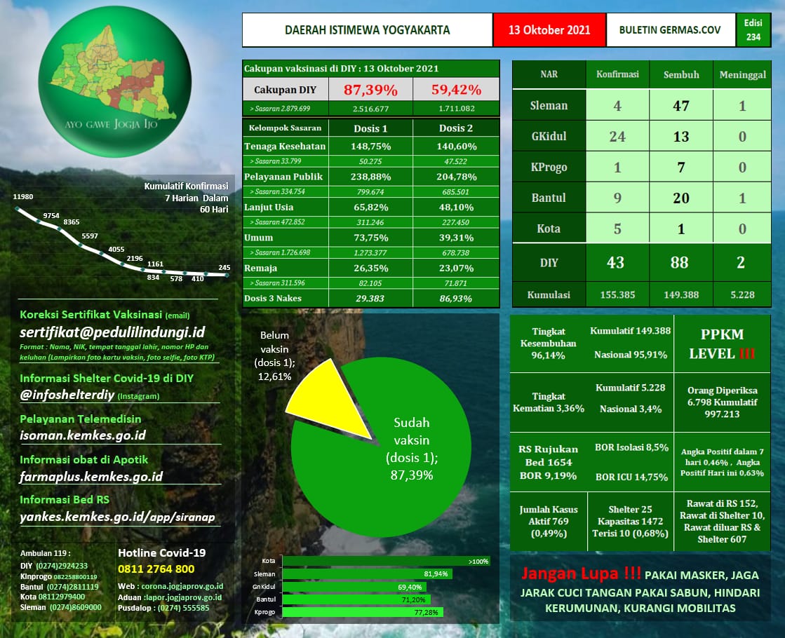 Grafis perkembangan pandemi Covid-19 di DIY