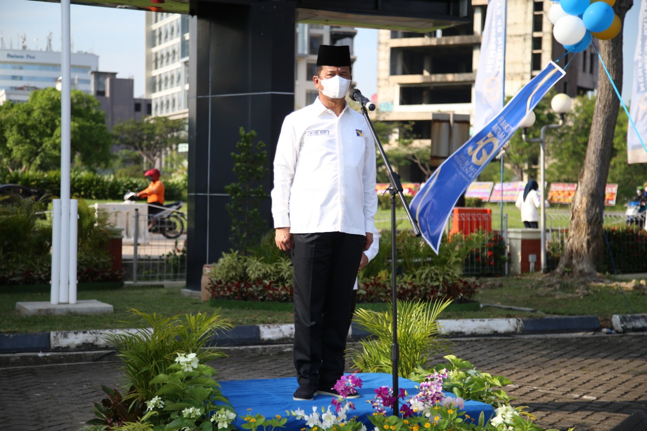 Kepala BP Batam, Muhammad Rudi, memimpin Upacara Hari Bakti BP Batam ke-50. 