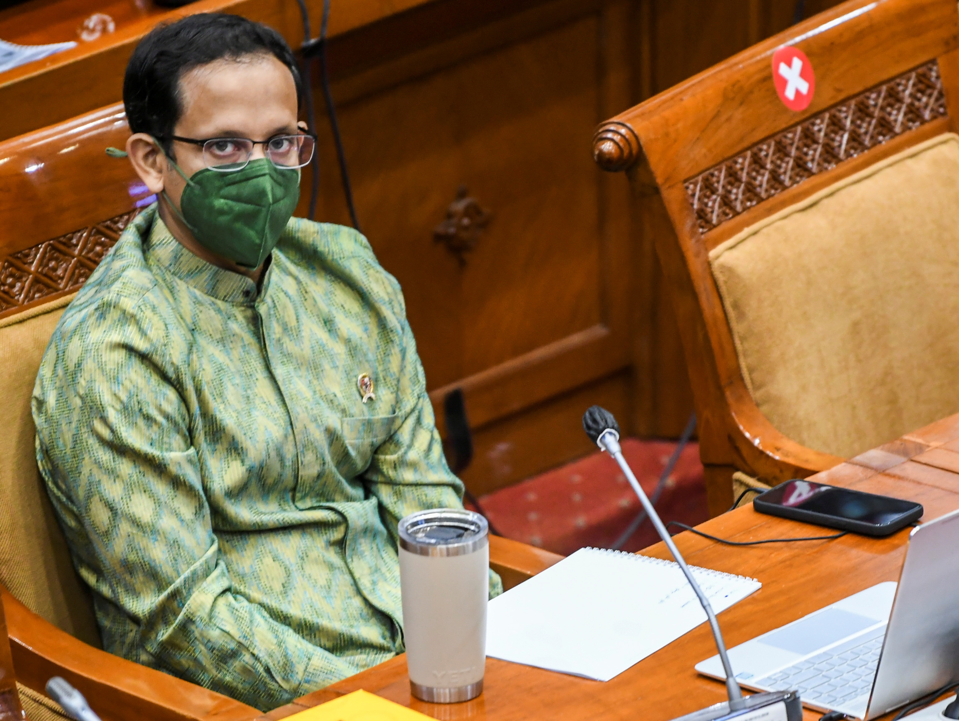 Mendikbud-Ristek Nadiem Makarim saat mengikuti rapat kerja dengan Komisi X DPR.