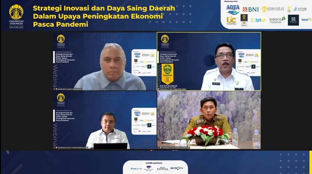 Webinar mengusung tema “Strategi Inovasi dan Daya Saing Daerah Dalam Upaya Peningkatan Ekonomi Pasca Pandemi” pada Senin (01/11).