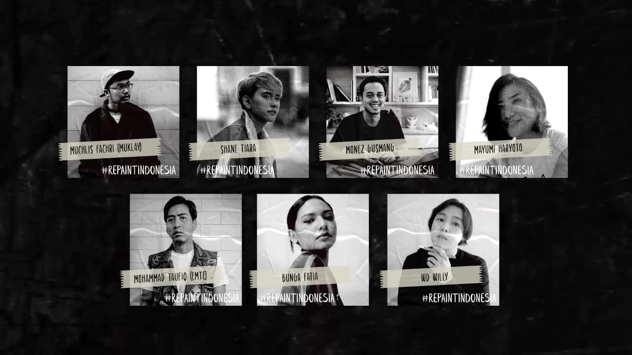 Tujuh seniman yang ambil bagian dalam menggambar mural di tembok sepanjang 110 meter.