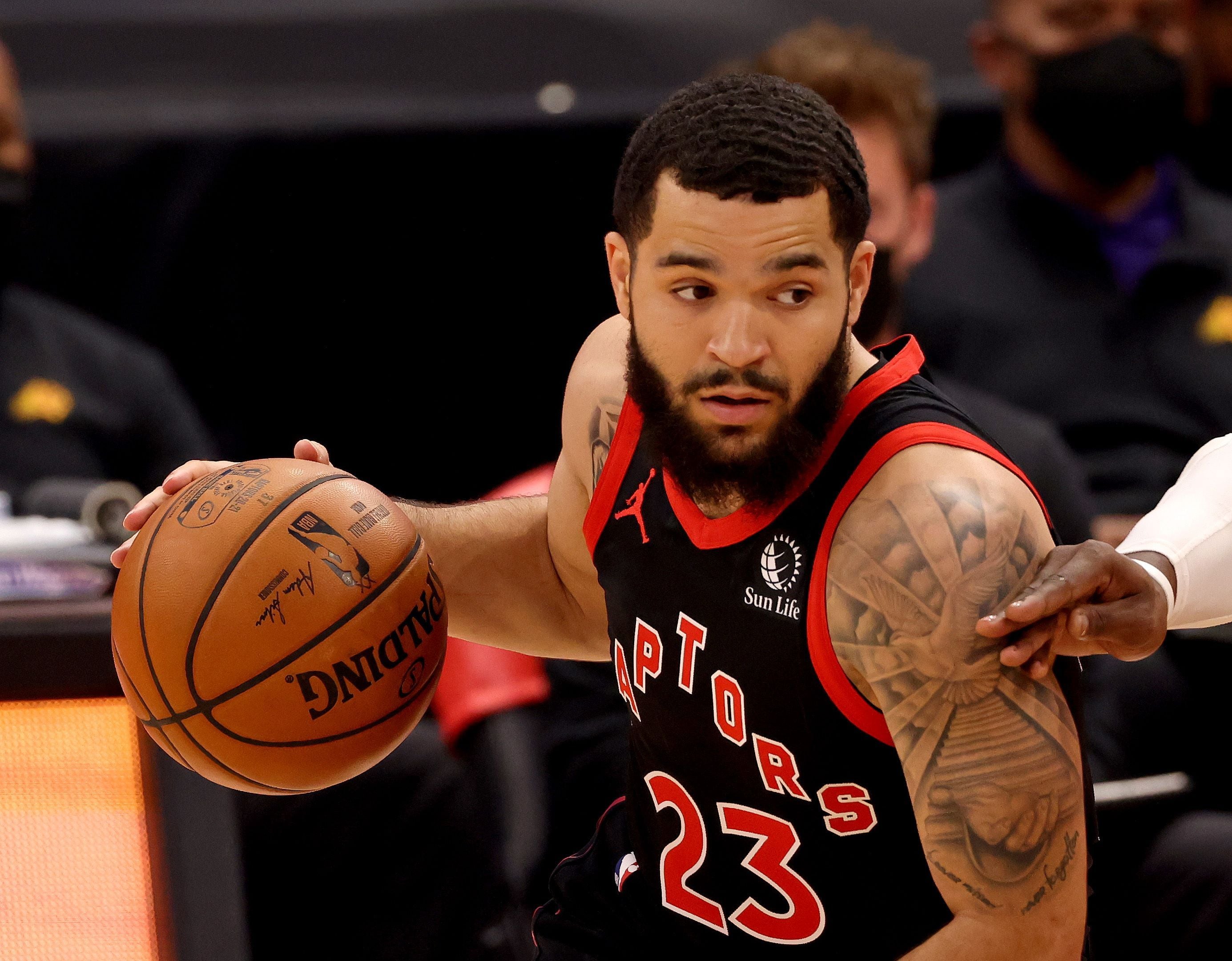 Pemain Toronto Raptors Fred VanVleet tampil luar biasa saat melawan Washington Wizards.  