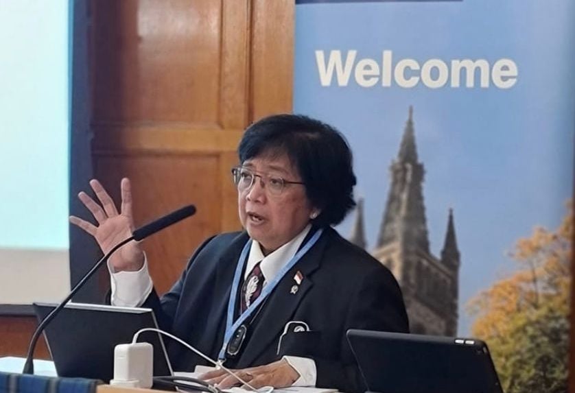 Menteri Lingkungan Hidup dan Kehuhatan RI Siti Nurbaya berbicara di forum  COP26 UN Climate Conference, Glasgow, Skotlandia. 