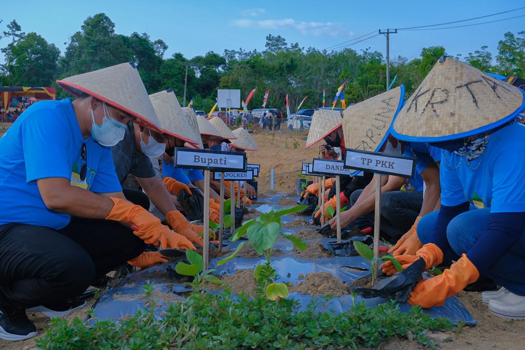 Plt Bupati Muba Beni Hernedi saat meresmikan KWT Teratai Putih di Desa Talang Mandung Kecamatan Jirak Jaya, kemarin.