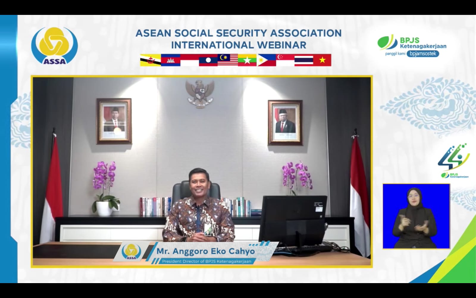 Dirut BPJAMSOSTEK Anggoro Eko Cahyo memberi sambutan pada 38th ASEAN Social Security Associations (ASSA) Board Meeting.
