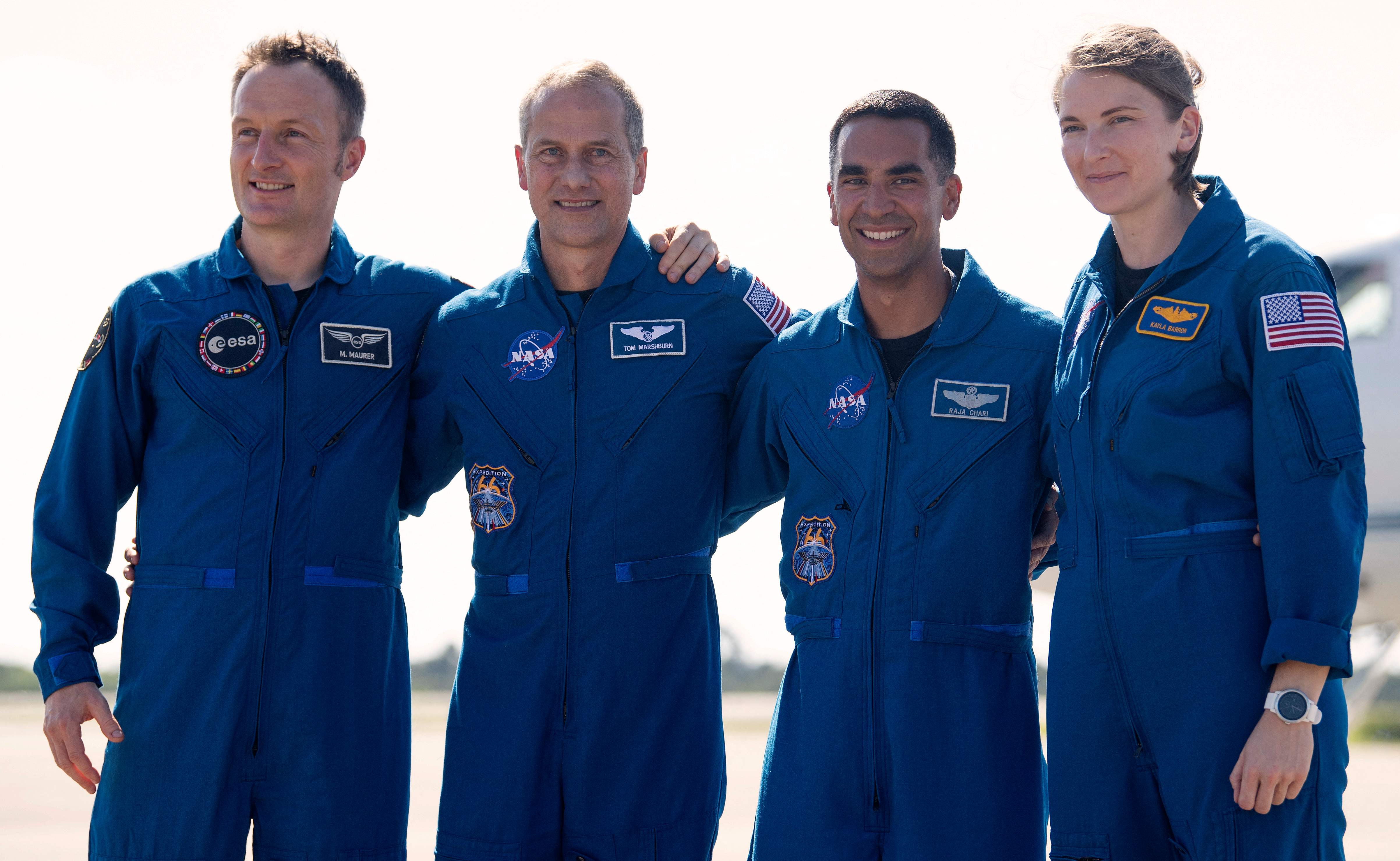 Dari kiri: Astronuat ESA (European Space Agency) Matthias Maurer, astronuat NASA Tom Marshburn, Raja Chari, dan Kayla Barron.