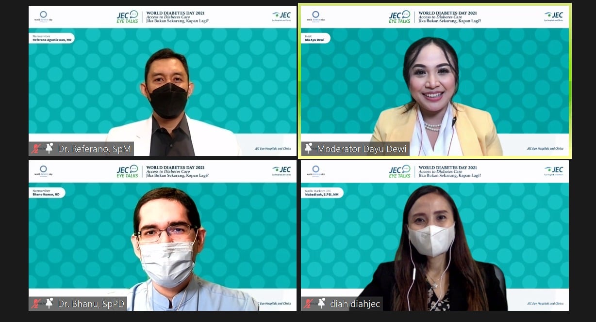 Peringati World Diabetes Day 2021, JEC Eye Hospitals & Clinics kembali menggelar sesi diskusi seputar kesehatan mata. 