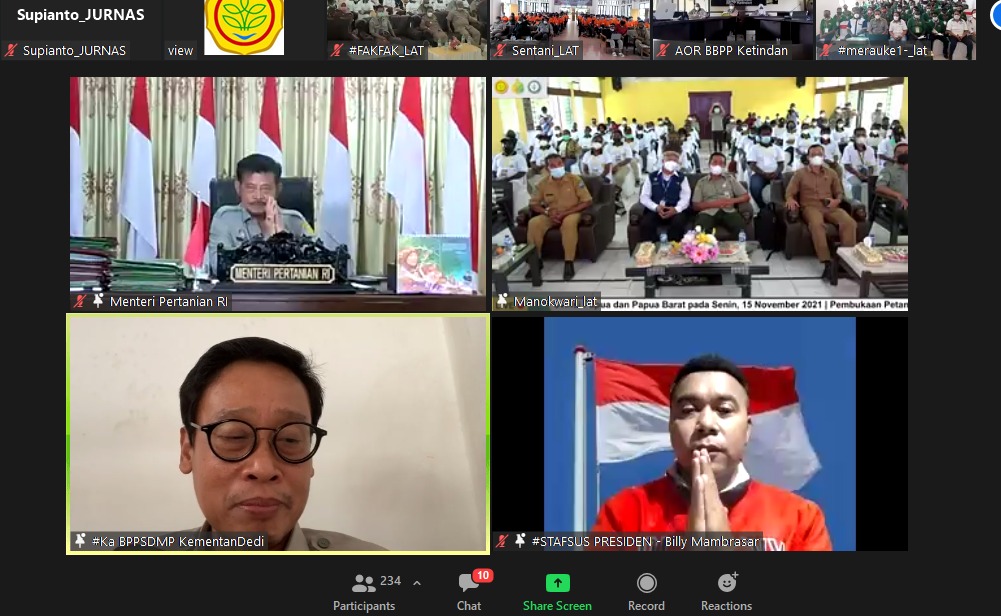 Kementan melaksanakan pelatihan bagi petani milenial di Papua dan Papua Barat, pada 15-23 November 2021. 