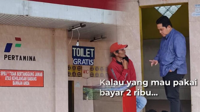 Video yang viral saat Menteri BUMN Erick Thohir tau ternyata toilet di SPBU ada yang berbayar.