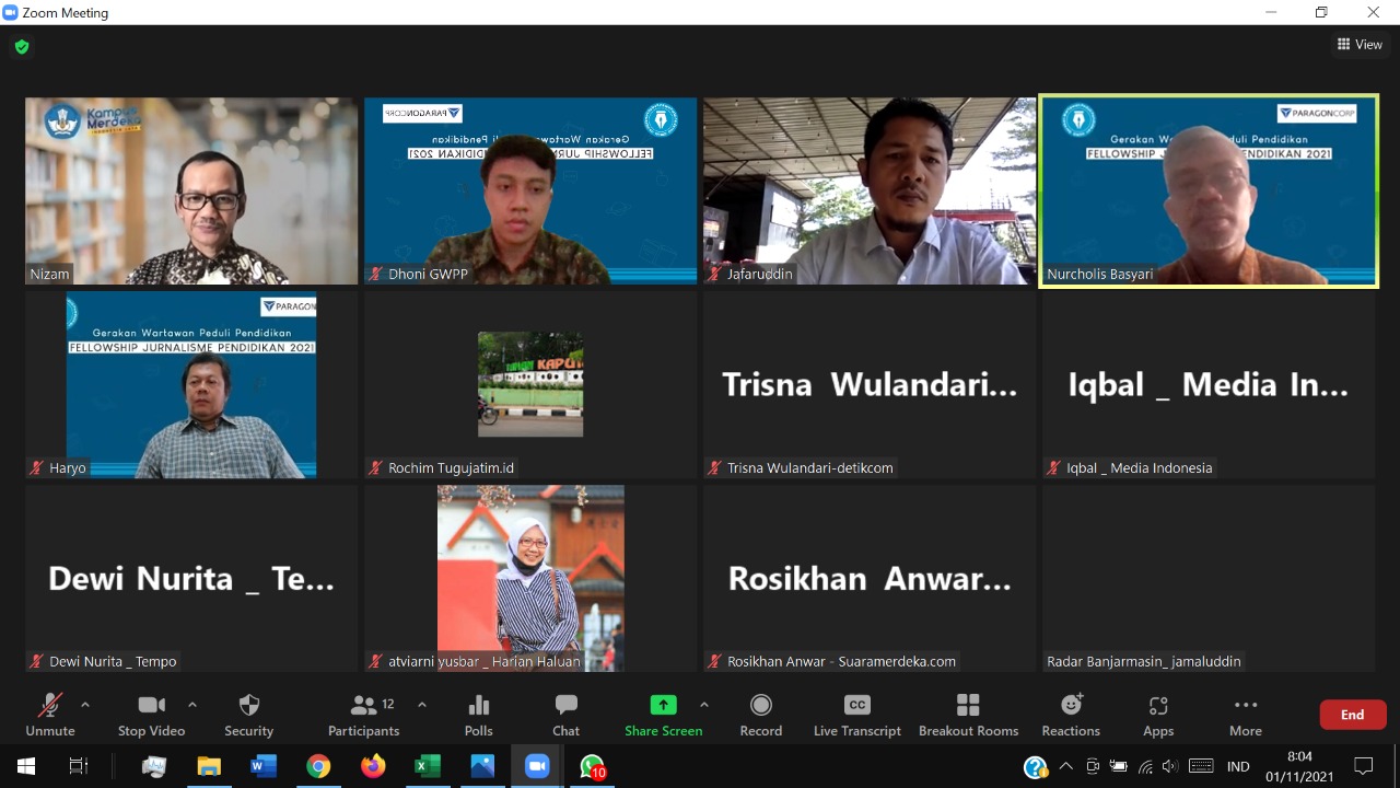 Dirjen Diki Kemendikbud-Ristek dalam webinar GWPP yang digelar daring, Senin (1/11/2021)