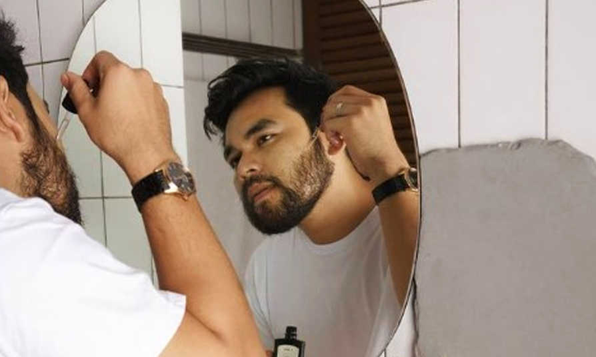 Ilustrasi perawatan kulit pria.