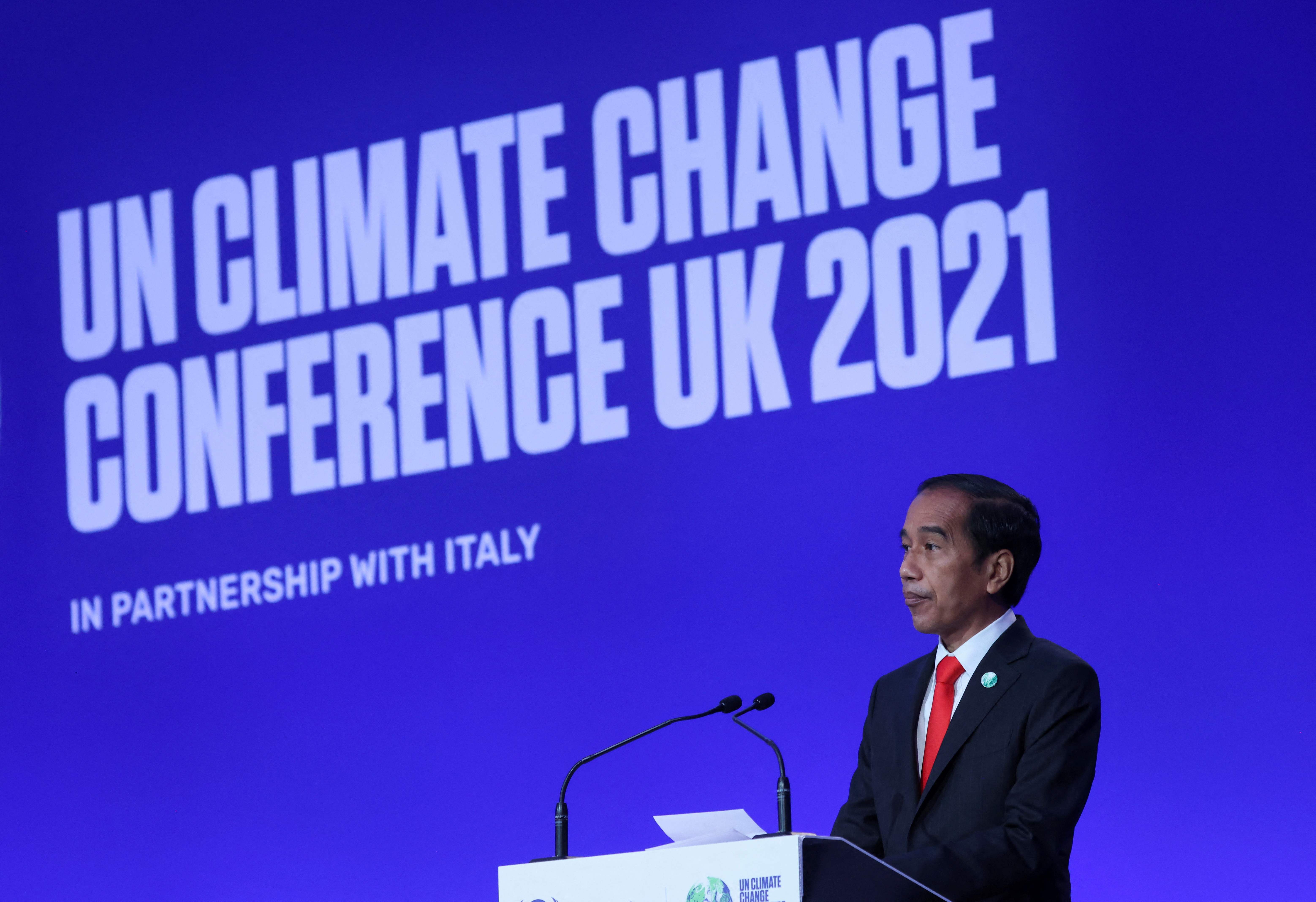 Presiden Joko Widodo memb acakan National Statement di COP26