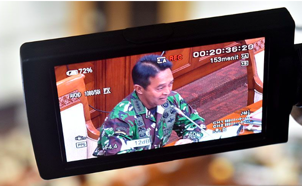 Jenderal TNI Andika Perkasa saat memaparkan visi dan misi dalam uji kelayakan dan kepatutan calon panglima TNI bersama Komisi I DPR.