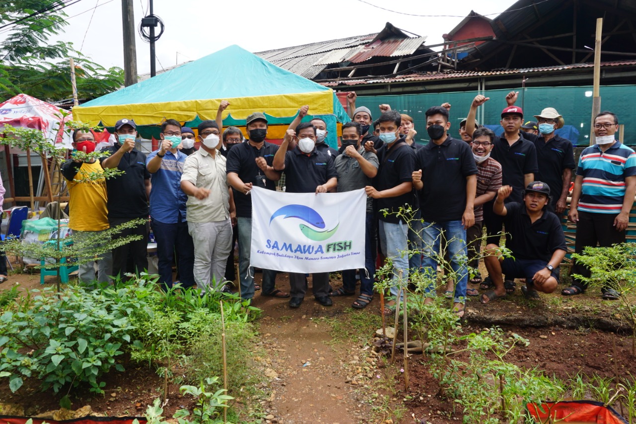 Warga Menara Samawa, Pondok Kelapa, melaksanakan kegiatan panen budidaya ikan Lele di Menara Samawa, Pondok Kelapa, Jaktim.