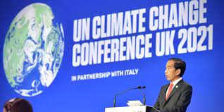 PERTEMUAN COP 26: Presiden Joko Widodo saat menyampaikan pidato di pertemuan COP26 di Gasglow Skotlandia.